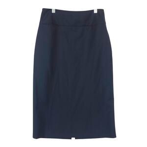 Elements Escada Pure New Wool Midi Navy Pencil Skirt Zip Lined Corpcore 36 (6)